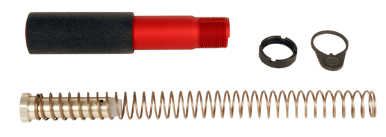 This LBE AR-15 Pistol Buffer Tube Kit includes a castle nut, a lock plate, a recoil buffer, and a carbine length recoil spring.